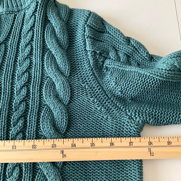 L.L. Bean Women Teal Quarter Zip Sweater - S Petite - Picture 5 of 9